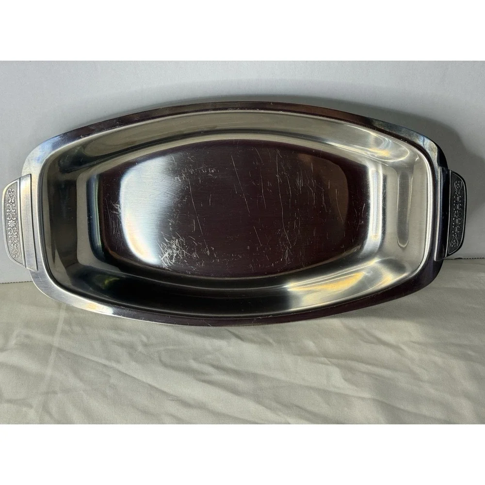 Cordova 18-8 Stainless Steel Serving Tray‎ Platter Japan Mid-Century MCM Handles